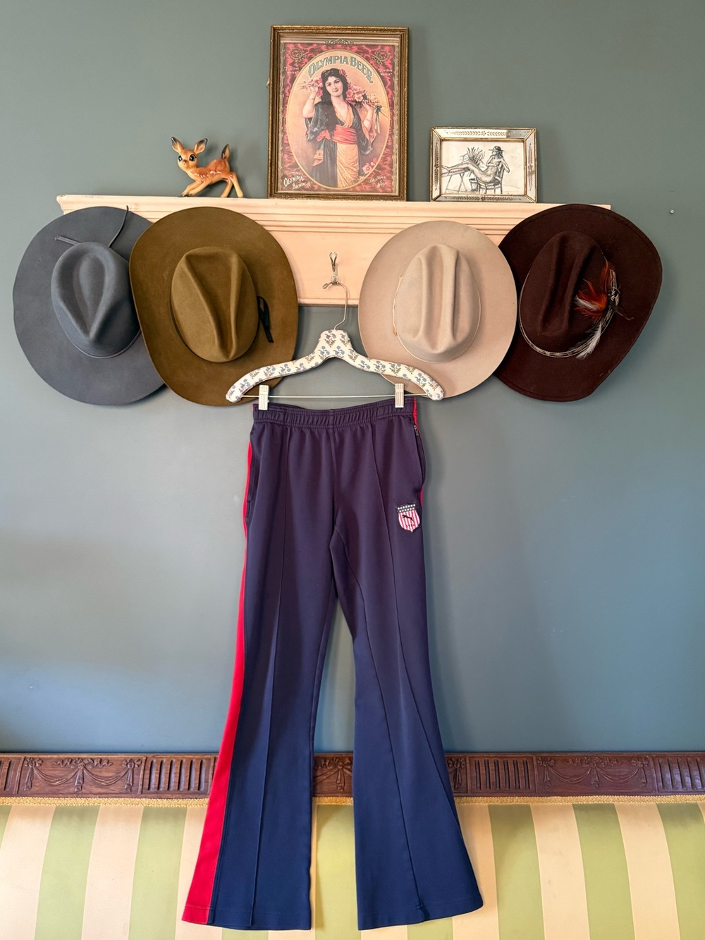 Vintage rare Y2K Puma Navy Blue Track Pants with Red Side Stripe
